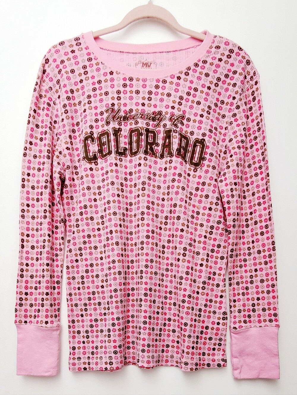 MV Sport University Of Colorado Pink Fkoral Henley Thermal Size 2XL
